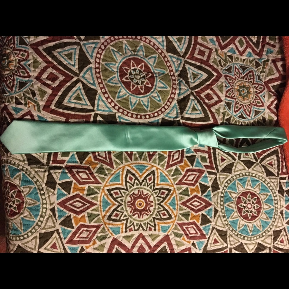 Mint green tie .